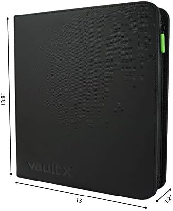 Vault X 12 Pocket Trading Card Zip Binder, 480 cards, Premium Exo-Tec Album Material, 20 Side-Loading Pages, Folder for Collectible Card Games, Sports, TCG (Black)