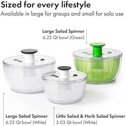 OXO Good Grips Salad Spinner | Lettuce Spinner | Fruit Washer | Fruit Washing Bowl with Strainer | Vegetable Cleaner | Salad Cleaner | Lettuce Washer | 6.22 Quart Capacity