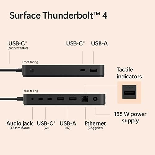 Microsoft Surface Thunderbolt 4 Dock - High-Speed Docking Station with Dual 4K Monitor Support