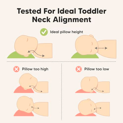 KeaBabies Toddler Pillow with Pillowcase, Jumbo 14X20 - Soft Organic Cotton Toddler Pillows for Sleeping - Machine Washable - Perfect for Travel, Toddler Bed Set (KeaFriends)