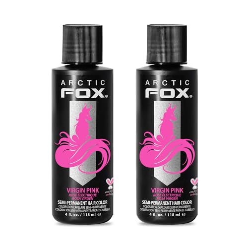 Arctic Fox Semi-Permanent Hair Dye, Vegan & Cruelty-Free, Vibrant Hot Pink Color, Ammonia-Free, Peroxide-Free, Conditioning Formula, for All Hair Types, Virgin Pink, 4 fl oz (Pack of 2)