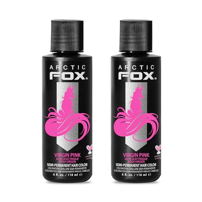 Arctic Fox Semi-Permanent Hair Dye, Vegan & Cruelty-Free, Vibrant Hot Pink Color, Ammonia-Free, Peroxide-Free, Conditioning Formula, for All Hair Types, Virgin Pink, 4 fl oz (Pack of 2)