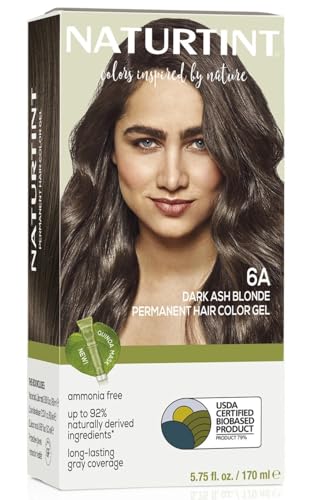 Naturtint 6A Dark Ash Blonde Permanent Hair Color (Pack of 1), Ammonia Free, Vegan, Cruelty Free, up to 100% Gray Coverage, Long Lasting Results (Packaging may vary)