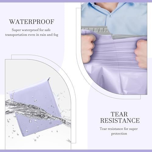 Metronic Large Poly Mailers 24x24 100 Pcs, Strong Adhensive Shipping Bags for Clothing, Waterproof Mailers Bags for Small Business, Shipping Envelopes, Tear-resistant Mailing Bags in Lilac Purple