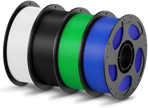 ANYCUBIC PLA Filament 1.75mm Bundle, 3D Printing PLA Filament 1.75mm Dimensional Accuracy +/- 0.02mm, 1KG Reusable Spool (2.2 lbs), 4KG White + Black + Green + Blue