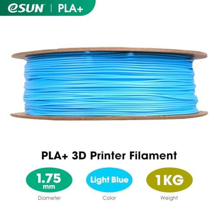 eSUN PLA+ Filament 1.75mm, 3D Printer Filament PLA Plus, Dimensional Accuracy +/- 0.03mm, 1KG Spool (2.2 LBS) 3D Printing Filament for 3D Printers, Light Blue