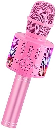 Amazmic Toys for Girls, Kids Karaoke Microphone Toddler Microphone for Kids with Lights, Birthday Gift for Girls, Boys Toy Age 3 4 5 6 7 8 9 10-14+(Pinkcolor)