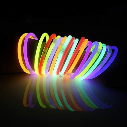 JOYIN 300 Pcs 8" Glowsticks, Bracelets Necklaces, Glow in the Dark Party Favors, Easter, Christmas, Halloween Supplies Pack, Football Party Supplies