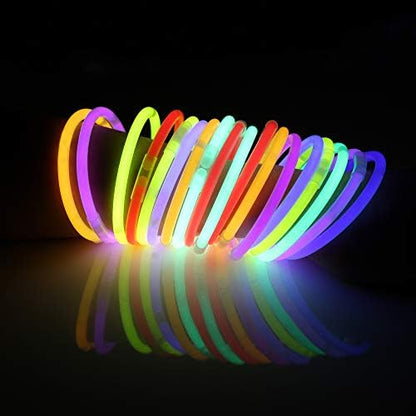 JOYIN 300 Pcs 8" Glowsticks, Bracelets Necklaces, Glow in the Dark Party Favors, Easter, Christmas, Halloween Supplies Pack, Football Party Supplies