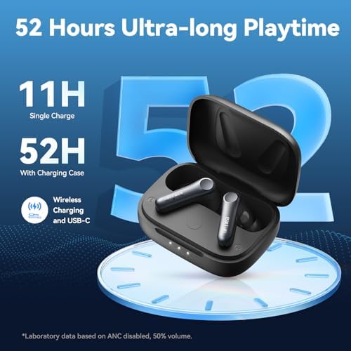EarFun Air Pro 4 Adaptive Hybrid Noise Canceling Wireless Earbuds, Qualcomm Snapdragon Sound, aptX™ Lossless, 6 Mics AI CVC 8.0 Call, LDAC Hi-Res Audio, 52H Playtime, Bluetooth 5.4, in-Ear Detection