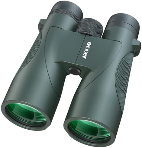occer 12x50 Bird Watching Binoculars for Adults - High Powered Binoculars with Clear Large Image - Easy Focus HD Binocular with Long Range for Cruise Trip Hunting Travel Concert Stargazing,Green