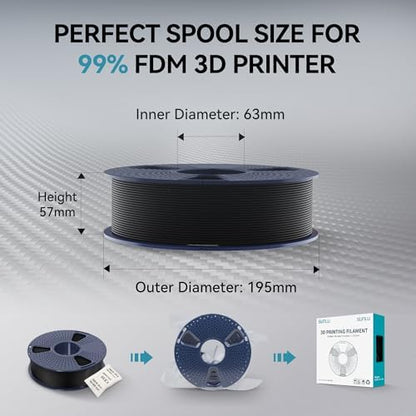 SUNLU Carbon Fiber Filament, PETG-CF 3D Printer Filament 1.75mm, Excellent Mechanical Properties, High Impact Strength, Heat-Resistant, Fit Most FDM Printers, PETG CF 1KG Spool. (Matte Black)