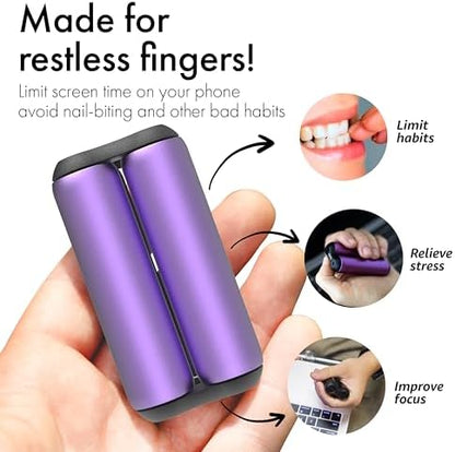ONO Roller - Handheld Fidget Toy for Adults | Help Relieve Stress, Anxiety, Tension | Promotes Focus, Clarity | Compact, Portable Design (Junior Size/Aluminum, Purple)