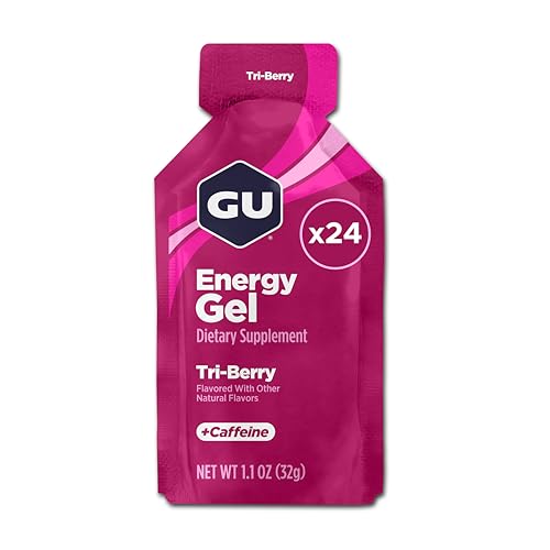 GU Energy Original Sports Nutrition Energy Gel, Vegan, Gluten-Free, Kosher, and Dairy-Free On-the-Go Energy for Any Workout, 24-Count, Tri-Berry