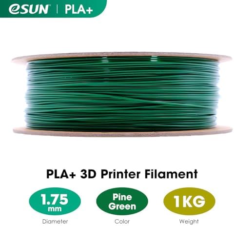 eSUN PLA+ Filament 1.75mm, 3D Printer Filament PLA Plus, Dimensional Accuracy +/- 0.03mm, 1KG Spool (2.2 LBS) 3D Printing Filament for 3D Printers, Pine Green