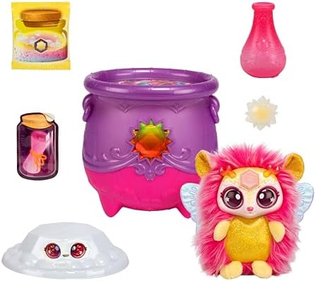Magic Mixies Magical Gem Surprise Cauldron: Sun. with New Shimmer Eyes! Reveal an Mixie Plushie from The Fizzing Cauldron and Discover 2 Magical Solar Gem Surprises! Styles May Vary