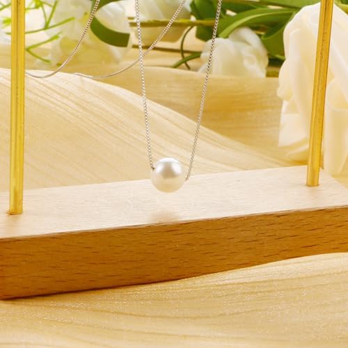 Sereney Birthday Gifts for Girls Women, Sterling Silver Pearl Necklace as 7 9 10 11 13 15 16 18 21 30 40 50 60 Year Old Birthday Gifts, Single Pearl Necklace as Bday Gifts for Friends