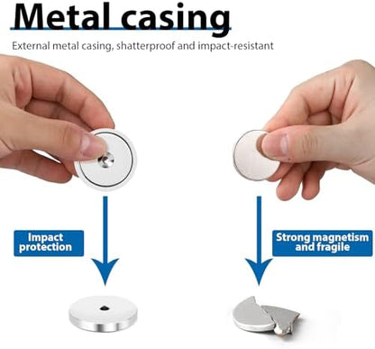 LOVIMAG Strong Magnets,150lb+ Waterproof Super Strong Neodymium Magnet with Hole,Strong Rare Earth Cup Magnets with Heavy Duty Countersunk Hole and Screws for Tool Room,Workplace(Silver, 10 Pack)
