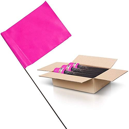 Pink Marking Flags 1000 Pack - 4x5x15 Inch Pink Flags for Yard - Markers For Lawn, Irrigation, Landscaping, Survey & Sprinkler Head Marking