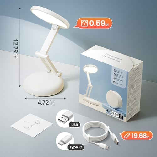 One Fire Cordless Desk Lamp for College Dorm Room,Dimmable Battery Powered Lights,3600mAh Rechargeable Wireless Table Lamp,Small Mini Lamp&Portable Classroom Light for Dorm,Bed,Reading,Home,Nail,Craft