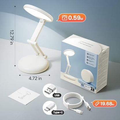 One Fire Cordless Desk Lamp for College Dorm Room,Dimmable Battery Powered Lights,3600mAh Rechargeable Wireless Table Lamp,Small Mini Lamp&Portable Classroom Light for Dorm,Bed,Reading,Home,Nail,Craft