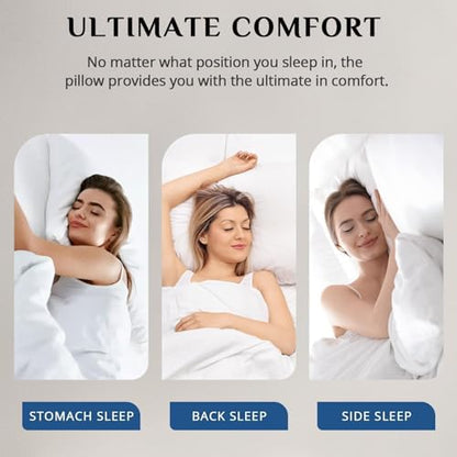 JOLLYVOGUE Pillows Queen Size Set of 2, Medium Supportive Bed Pillows with Super Soft Down Alternative Fill, Luxury Fluffy Hotel Quality for Side, Back, and Stomach Sleepers