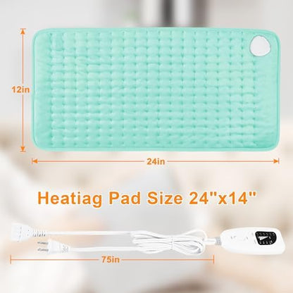 Heating Pad-Electric Heating Pads for Back,Neck,Abdomen,Moist Heated Pad for Shoulder,Knee,Hot Pad for Arms and Legs,Dry&Moist Heat & Auto Shut Off(Babygreen, 12''×24')