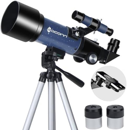 Telescopes, Telescope for Kids and Adults Beginners, 70mm Aperture 400mm Focus Length Refractor Travel Telescope with AZ Mount for Observe The Moon and Landscape (Blue)