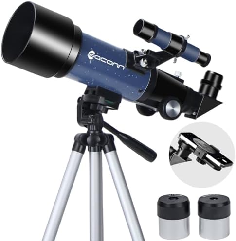 Telescopes, Telescope for Kids and Adults Beginners, 70mm Aperture 400mm Focus Length Refractor Travel Telescope with AZ Mount for Observe The Moon and Landscape (Blue)