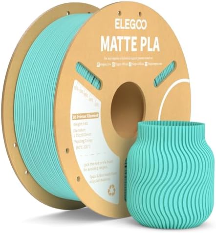 ELEGOO Matte PLA Filament Teal Green 1KG, 1.75mm 3D Printer Filament Dimensional Accuracy +/- 0.02mm, 1kg Carboard Spool (2.2lbs) Fits for Most FDM 3D Printers