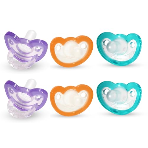 RaZbaby Jollypop Pacifier for Newborns & Up, USA Made, Natural Shaped Orthodontic Binky, Lovingly Shared in NICUs & Hospitals Worldwide, Medical-Grade 100% BPA-Free - 0-3 Months, 6 Pack - Variety