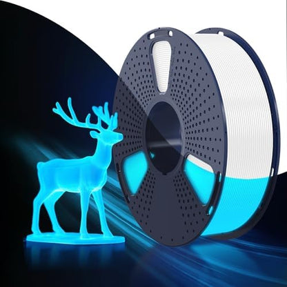 SUNLU PETG Glow in The Dark Filament, Luminous 3D Printer Filament 1.75mm, High Brightness and Long Time PETG Glows Filament, Dimensional Accuracy +/- 0.02mm, 1kg Spool. (White, Glow Blue)