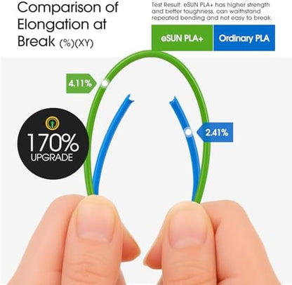 eSUN PLA+ Filament 1.75mm, 3D Printer Filament PLA Plus, Dimensional Accuracy +/- 0.03mm, 1KG per Spool, 2 Spools 3D Printing Filament, Black + Grey