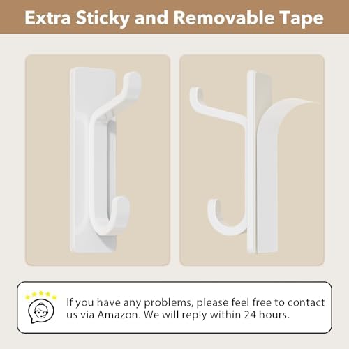 12 Pack Wall Hooks for Coat and Towel: 13LB Adhesive Door Hanger Stick on, White