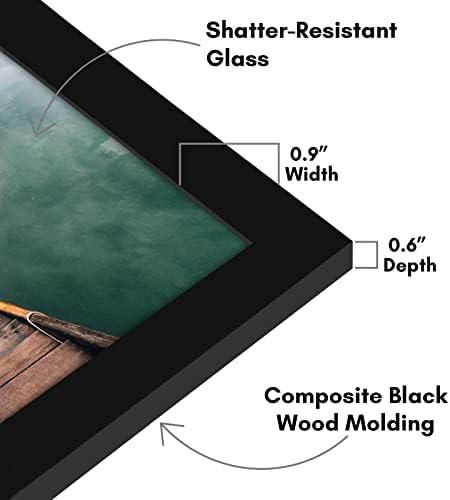 Americanflat 12x18 Poster Frame with Shatter-Resistant Glass - Signature Collection - Gallery-Style Frames Made of Engineered Wood - Photo Frame for Wall Display - Black