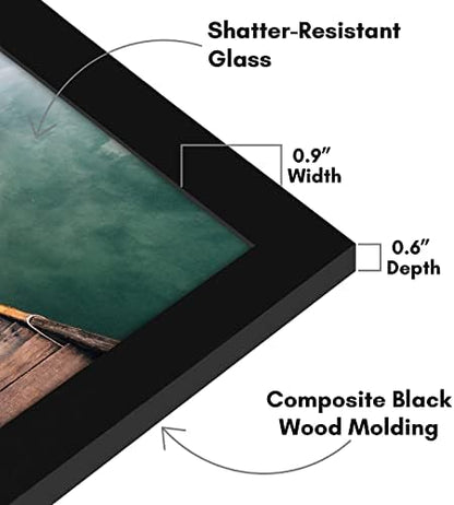 Americanflat 12x18 Poster Frame with Shatter-Resistant Glass - Signature Collection - Gallery-Style Frames Made of Engineered Wood - Photo Frame for Wall Display - Black