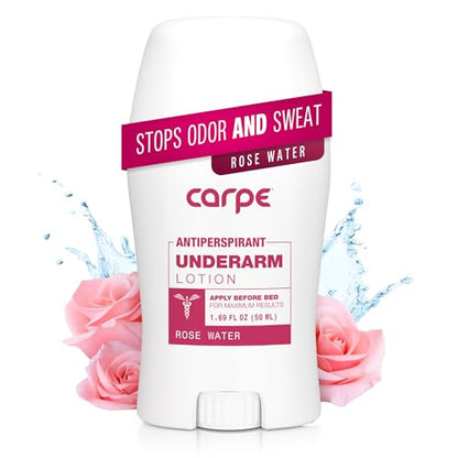Carpe Underarm Antiperspirant and Deodorant, Clinical strength with Rose Water scent, Combat excessive sweating Stay fresh and dry, Great for hyperhidrosis