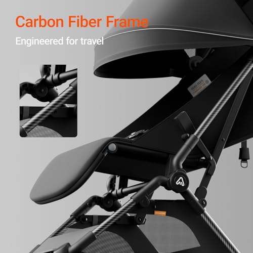 Lightweight Baby Travel Stroller with Carbon Fiber Frame, Compact & Airplane-Friendly, One-Handed Folding Design, 11.6 lbs, Perfect for Toddlers, Jet