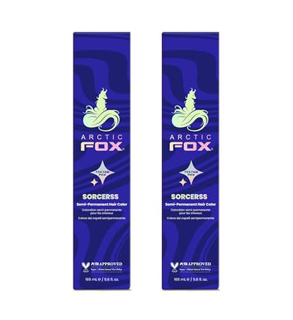 Arctic Fox Semi-Permanent Hair Color Dye, Vegan & Cruelty-Free, Ammonia-Free, Peroxide-Free, Conditioning, Midnight Blue, Sorceress, For All Hair Types, 5.6 Fl Oz (Pack of 2)