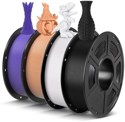 ANYCUBIC PLA Filament 1.75mm Bundle, 3D Printing PLA Filament 1.75mm Dimensional Accuracy +/- 0.02mm, 1KG Spool (2.2 lbs), 4KG Black + White + Peach Pink + Interstellar Violet