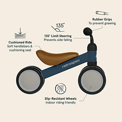 Retrospec Cricket Baby Walker Balance Bike with 4 Wheels for Ages 12-24 Months - Baby Toys & Toddler Toys for 1 Year Olds - Ride On Bicycle - Boys & Girls