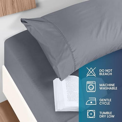 Utopia Bedding King Sheet Set - Brushed Microfiber - Soft Bed Sheets for King Size Bed - Includes 1 Fitted, 1 Flat, & 2 Pillow Cases - Deep Pocket (Grey)