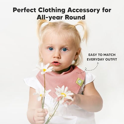 8-Pack Organic Baby Bandana Bibs for Girls - Super Absorbent Triangle Baby Bibs for Drooling and Teething Infant, 100% Cotton Extra Soft for Newborn, Infant 0-36 Months (Muted Pastel)