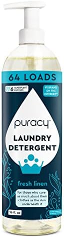 Puracy Laundry Detergent - Enzyme-Powered Liquid Laundry Detergent Concentrate, Natural Laundry Detergent Seen on TikTok, Non-Toxic (Fresh Linen, 16 fl oz, 64 Loads)