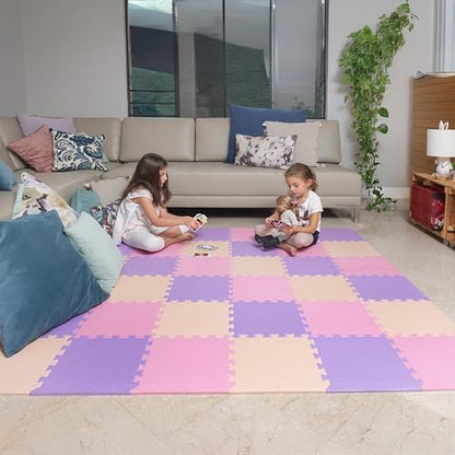 MioTetto Foam Floor Tiles for Kids - Non-Toxic Comfortable Baby Play Mat and Interlocking Foam Tiles, Fits with 74x74 Playpen Mat for Crawling & Development, Soft Play Mat for Babies 6-12 Months