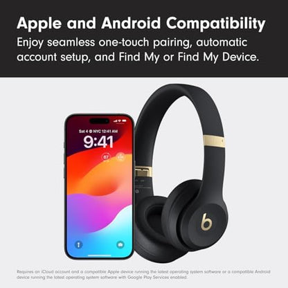 Beats Solo 4 - Wireless Bluetooth On-Ear Headphones, Apple & Android Compatible, Up to 50 Hours of Battery Life - Black & Gold