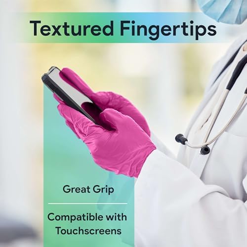 FifthPulse Fuchsia Hot Pink Nitrile Disposable Gloves - 3 Mil Nitrile - Powder and Latex Free - Surgical Medical Exam Gloves