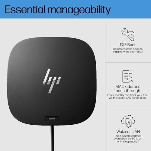 HP USB-C Dock G5-11-in-1 Adapter for Both USB-C and Thunderbolt-Enabled Laptops, PCs, & Notebooks - Single Cable for Charging, Networking, or Data Transfers - Great for Secure & Remote Management