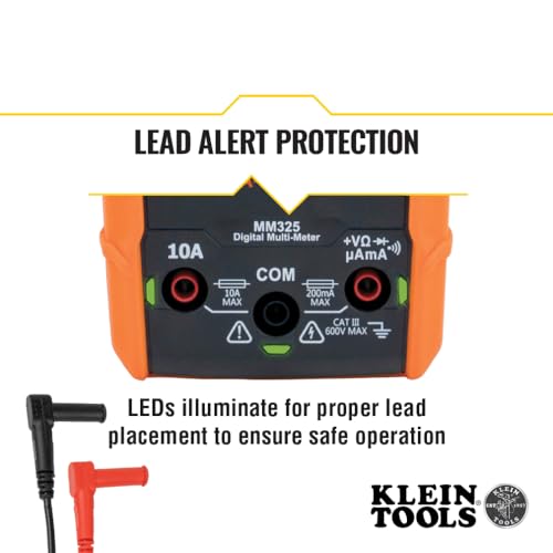 Klein Tools MM325 Multimeter, Digital Manual-Ranging 600V AC/DC Voltage Tester, Tests Batteries, Current, Resistance, Diodes, and Continuity
