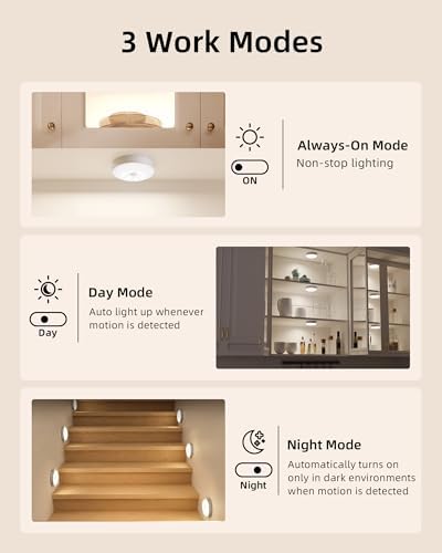 EZVALO 6-Pack Under Cabinet Lighting, Rechargeable Motion Sensor Puck Lights with Remote, 3 Color Temps &12 RG Colors, Magnetic Stick on Light, Dimmable Under Counter Lights for Kitchen, Shelf, Stair